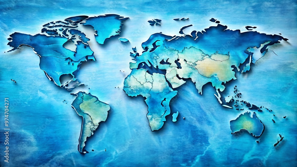 Vibrant illustration of a world map highlighting the Caribbean islands in shades of blue, with surrounding oceans and continents depicted in soft, muted colors. Vibrant illustration of a world map highlighting the Caribbean islands in shades of blue, with surrounding oceans and continents depicted in soft, muted colors.