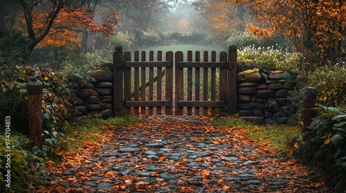 A rustic gate leading into a secret garden