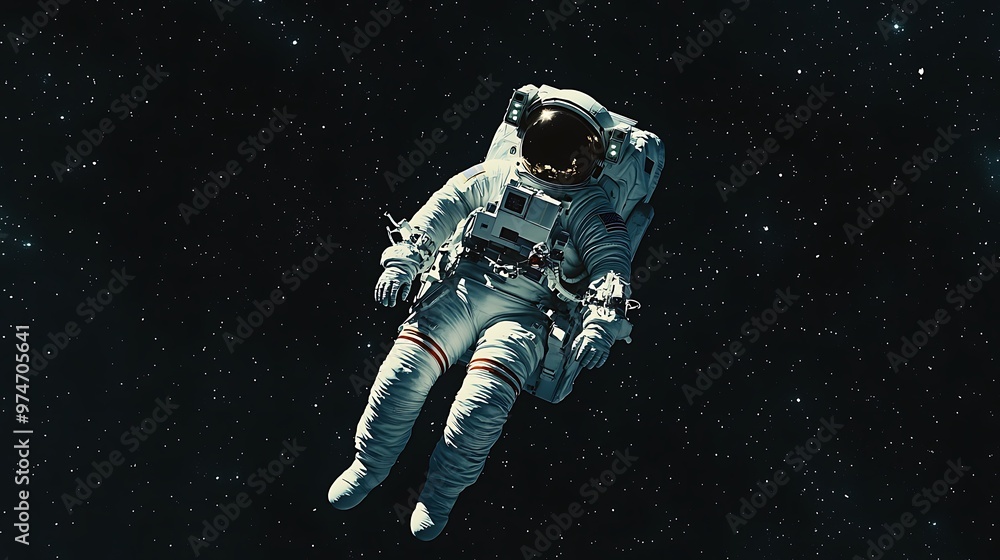 Epic Space Odyssey: Lone Astronaut Floating in Vastness of Cosmos Epic Space Odyssey: Lone Astronaut Floating in Vastness of Cosmos