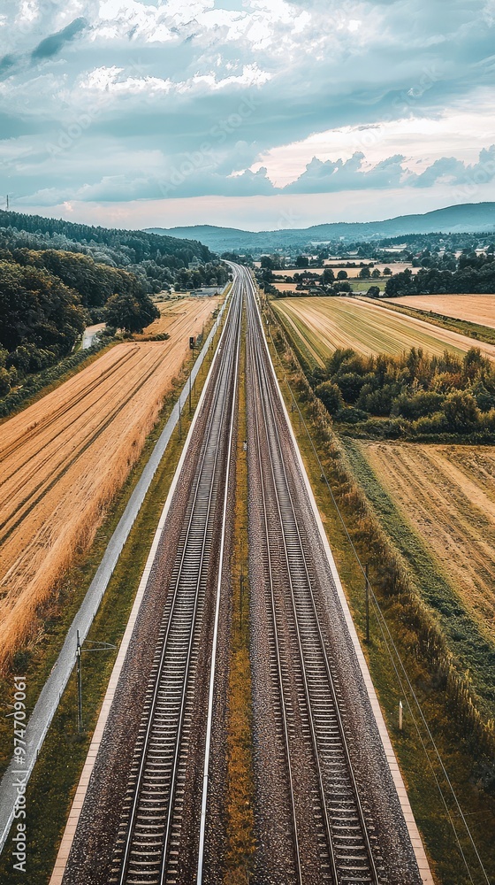 Endless Journey: Train Tracks Cutting Through Rural Landscapes Endless Journey: Train Tracks Cutting Through Rural Landscapes