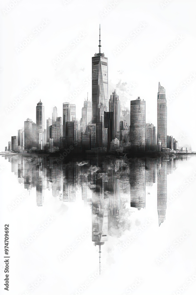Obraz premium Ica, Peru, black and white pen pencil hand-drawn effect portrait drawing illustration for travel poster, card, wallpaper, backdrop or banner. Modern, clear, artistic and simple