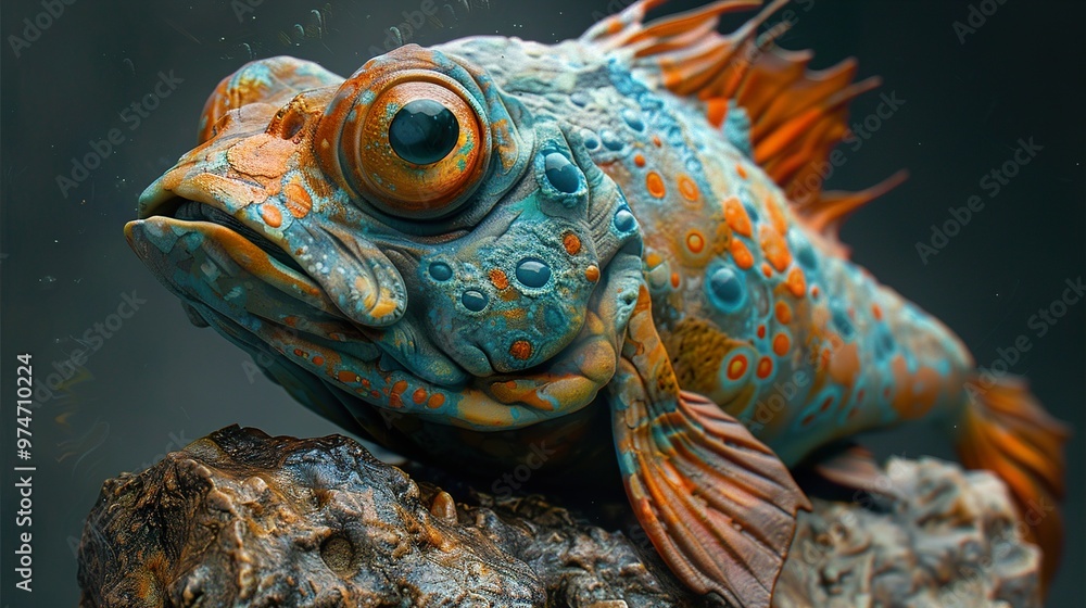 Close-Up of a Colorful Fish with Intricate Details Close-Up of a Colorful Fish with Intricate Details