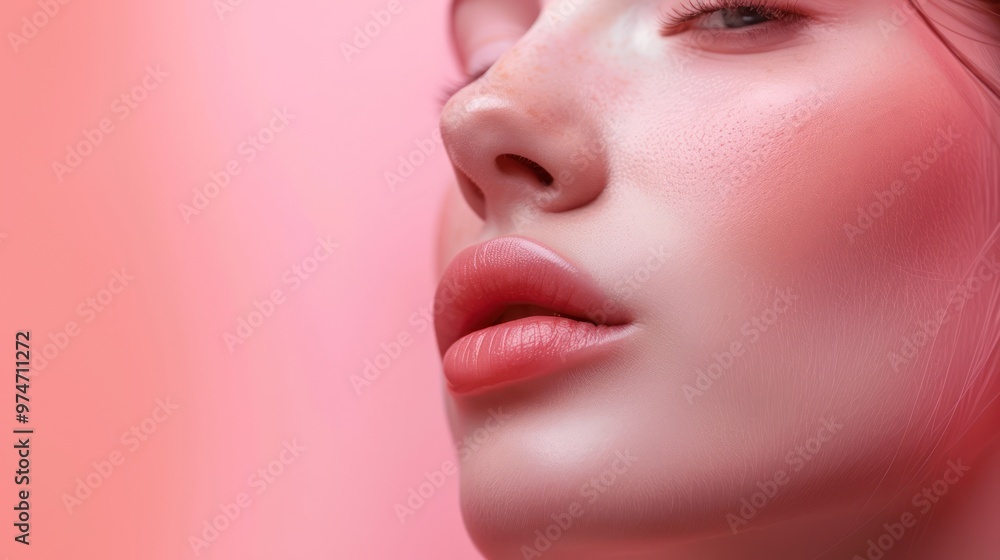 Closeup of a woman's lips and cheek Closeup of a woman's lips and cheek