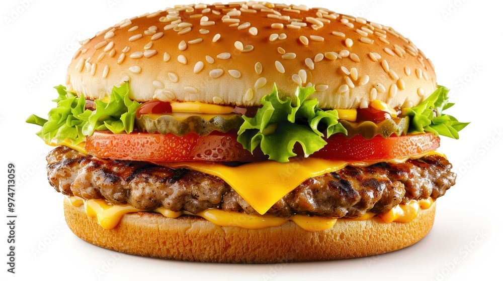 Juicy Cheeseburger with Sesame Seed Bun Juicy Cheeseburger with Sesame Seed Bun
