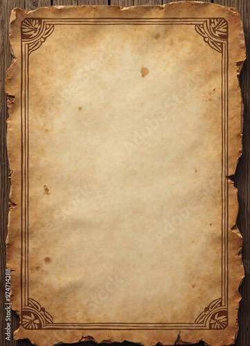 an old paper with a gold border and a brown border