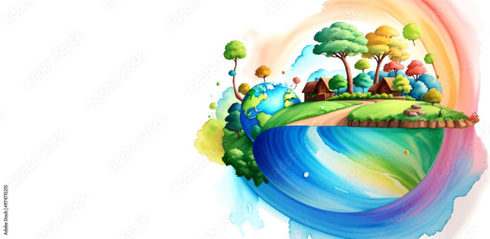 5TH JUNE-World Environment Day. Ecology concept with green city on earth, World environment and sustainable development concept, vector illustration 5TH JUNE-World Environment Day. Ecology concept with green city on earth, World environment and sustainable development concept, vector illustration