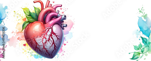 3d Red heart shape with line of cardio gram and stethoscope on pink background, banner and background for heart health, health care, health checkup concept banner