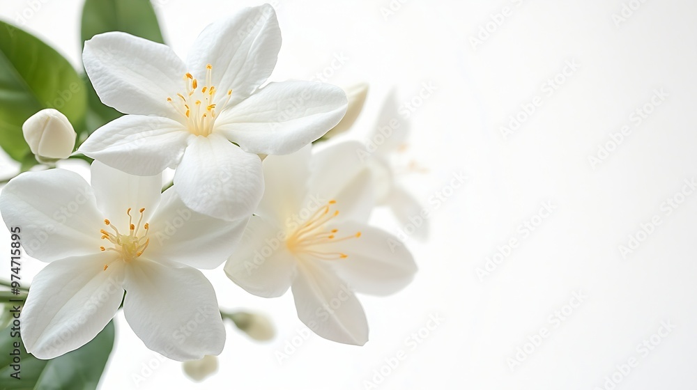 Obraz premium PNG White jasmine flowers isolated on white background : Generative AI