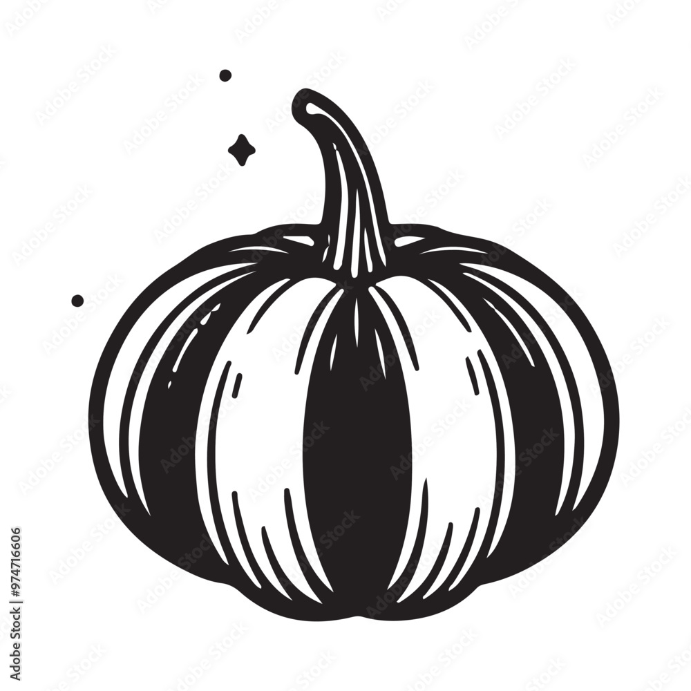 Ink sketch hand drawn pumpkin isolated on white background Ink sketch hand drawn pumpkin isolated on white background