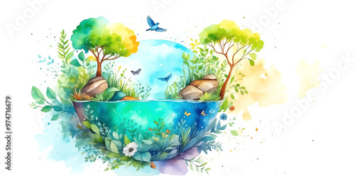 5TH JUNE-World Environment Day. Ecology concept with green city on earth, World environment and sustainable development concept, vector illustration