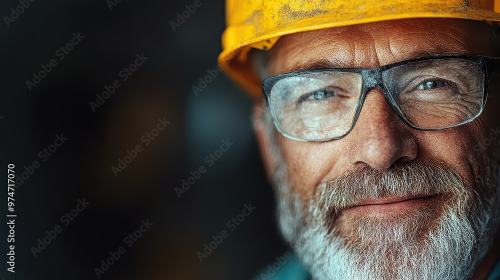 A thoughtful elderly man, with gray beard and glasses, dressed in a hard hat, representing wisdom and dedication while at a worksite. A thoughtful elderly man, with gray beard and glasses, dressed in a hard hat, representing wisdom and dedication while at a worksite.