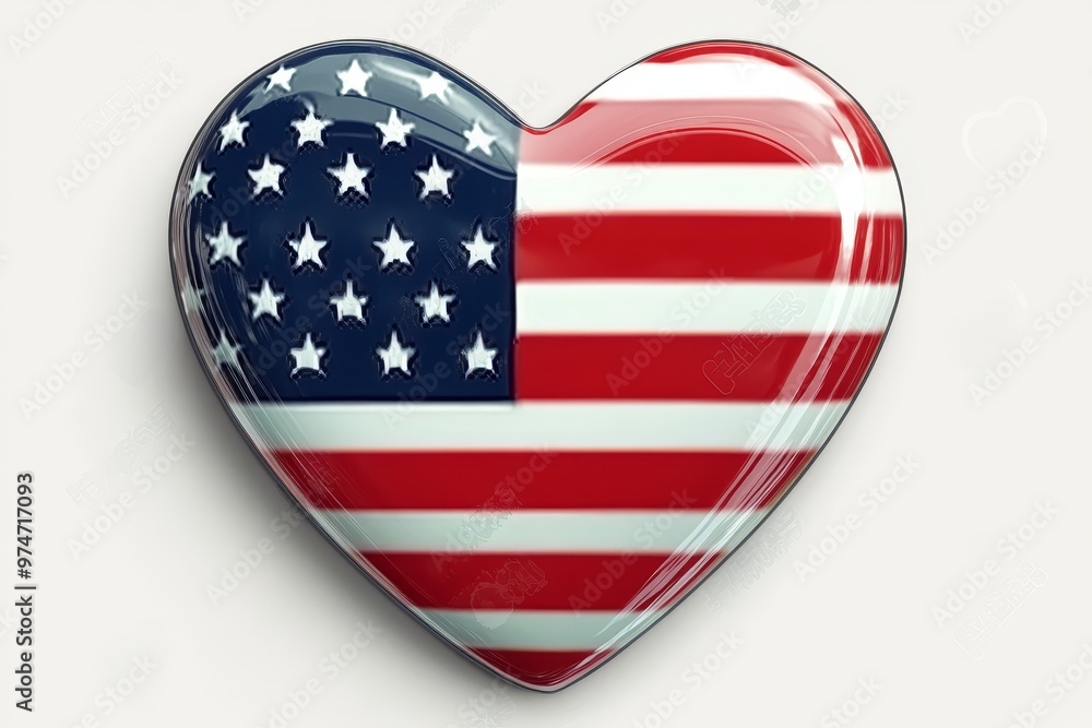 A vibrant heart shape filled with the American flag, symbolizing love and patriotism in the spirit of national pride A vibrant heart shape filled with the American flag, symbolizing love and patriotism in the spirit of national pride