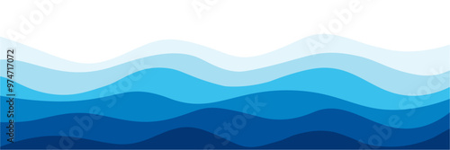 Seamless sea waves layered vector background. Blue ocean waves. Water wave pattern design.