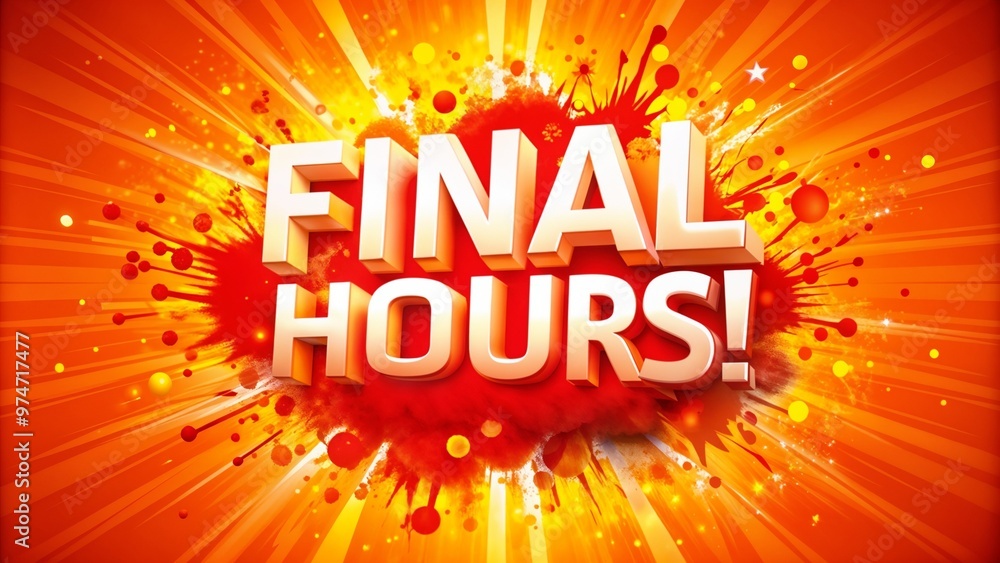 Dynamic final hours promotion with explosive colors and burst effect on vibrant background Dynamic final hours promotion with explosive colors and burst effect on vibrant background