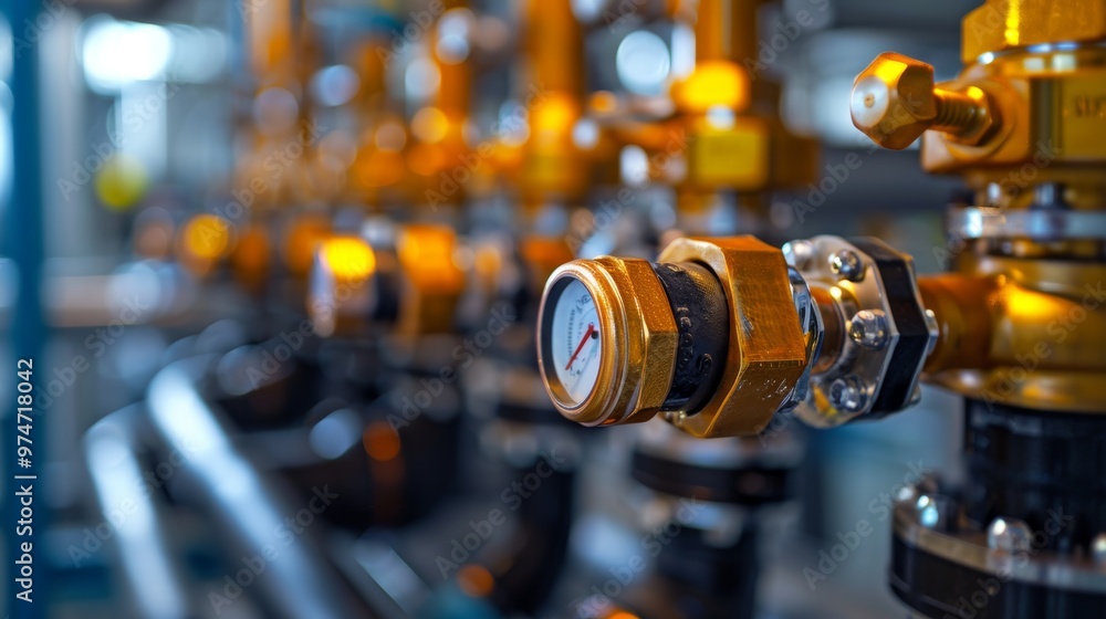 Obraz premium This setup showcases the intricate arrangement of pipes and fittings within a water node, featuring a control unit that manages the heating system\'s water supply