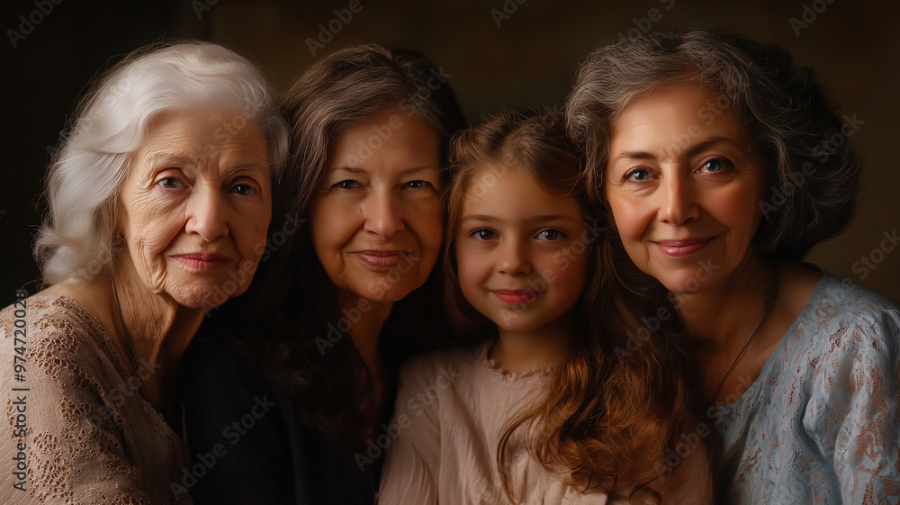 Fototapeta premium Portrait of mothers, grandmothers, and daughters together