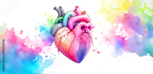 3d Red heart shape with line of cardio gram and stethoscope on pink background, banner and background for heart health, health care, health checkup concept banner