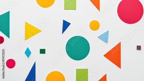 Free Download A vibrant arrangement of colorful geometric shapes on a white background, showcasing design and creativity. - GFXLoad