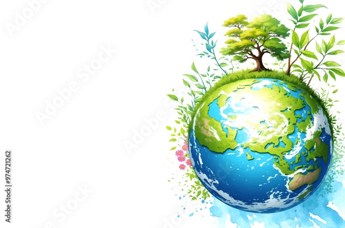 5TH JUNE-World Environment Day. Ecology concept with green city on earth, World environment and sustainable development concept, vector illustration