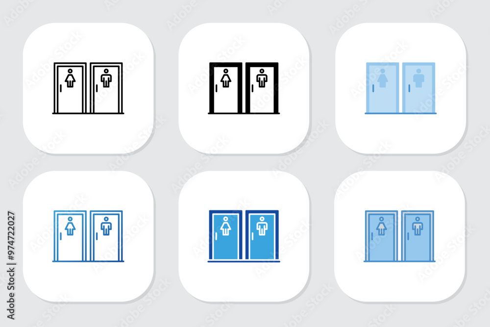 toilet icons with various design styles toilet icons with various design styles