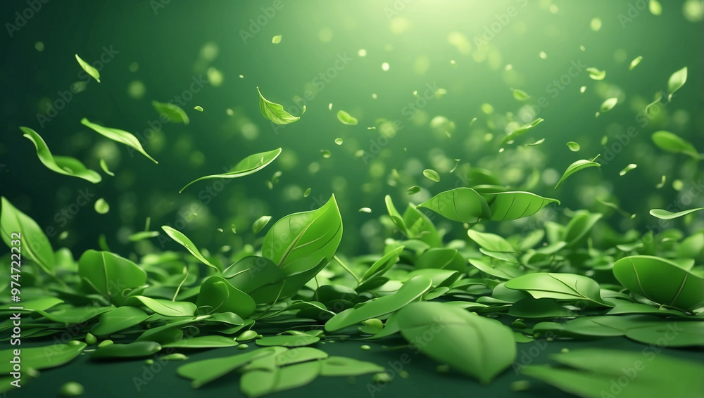 Green Leaves Movement Illustration 3D Rendering Green Leaves Movement Illustration 3D Rendering