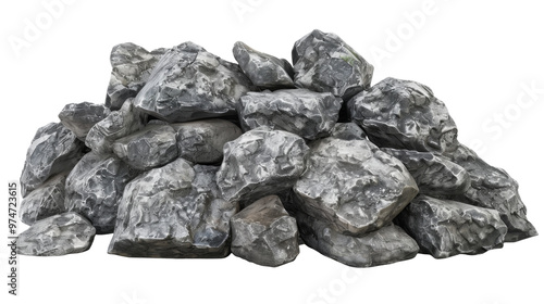 A pile of gray rocks, suitable for landscaping or construction purposes.