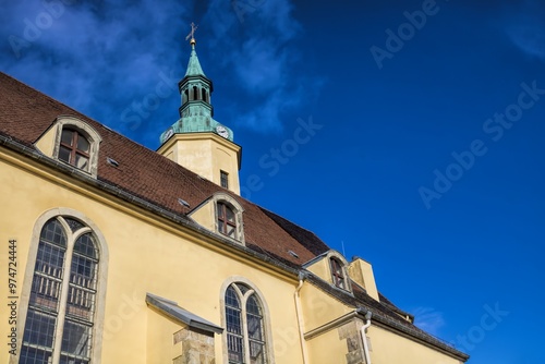 Obraz na płótnie pulsnitz, deutschland - kirche st. nicolai mit textfreiraum w salonie