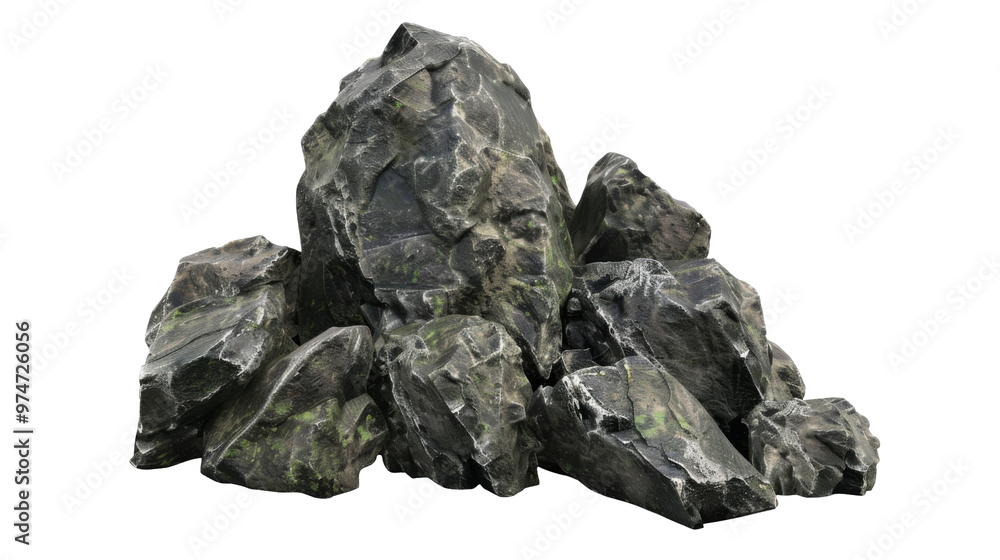 A pile of textured rocks with a natural appearance, suitable for environmental design. A pile of textured rocks with a natural appearance, suitable for environmental design.