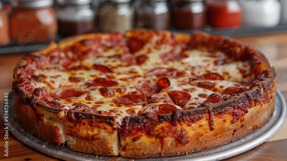 Deep Dish Chicago Style Pizza Illustration Deep Dish Chicago Style Pizza Illustration