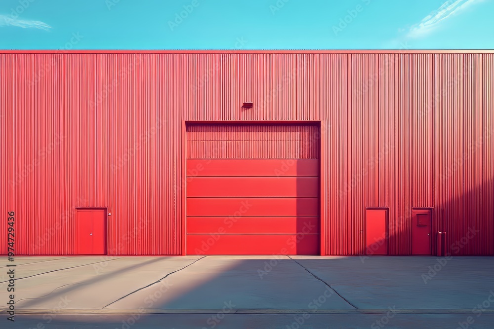 Modern architectural design of an industrial warehouse building in an urban setting Modern architectural design of an industrial warehouse building in an urban setting