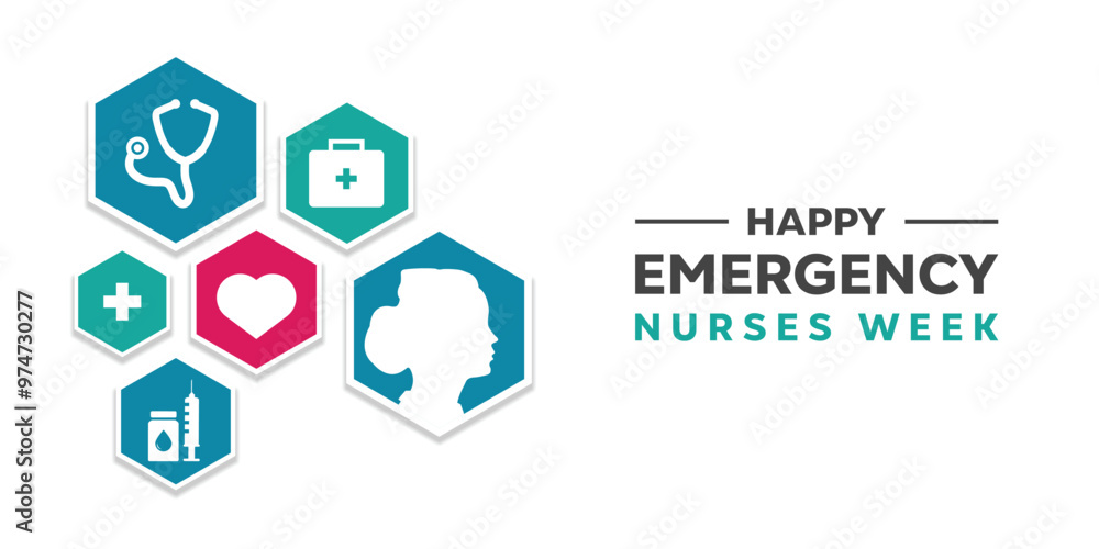 Emergency Nurses Week. Great for cards, banners, posters, social media and more. White background. Emergency Nurses Week. Great for cards, banners, posters, social media and more. White background.