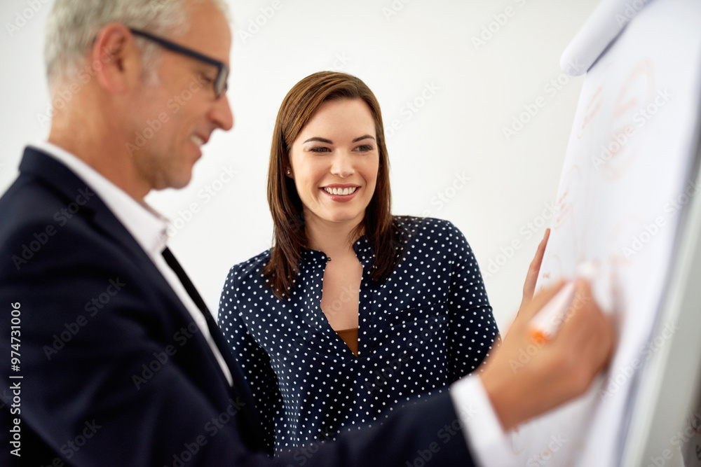 © C.Arcurs/peopleimages.com - Office, business people and ideas with whiteboard for planning, notes and thinking for sales. Discussion, mature man and female assistant with brainstorming for corporate project, solution or writing © C.Arcurs/peopleimages.com - Office, business people and ideas with whiteboard for planning, notes and thinking for sales. Discussion, mature man and female assistant with brainstorming for corporate project, solution or writing