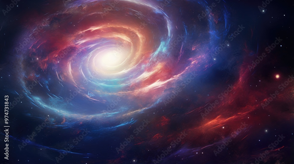Obraz premium A swirling nebula of vibrant colors fills the vast expanse of space, creating a mesmerizing spectacle of cosmic beauty.