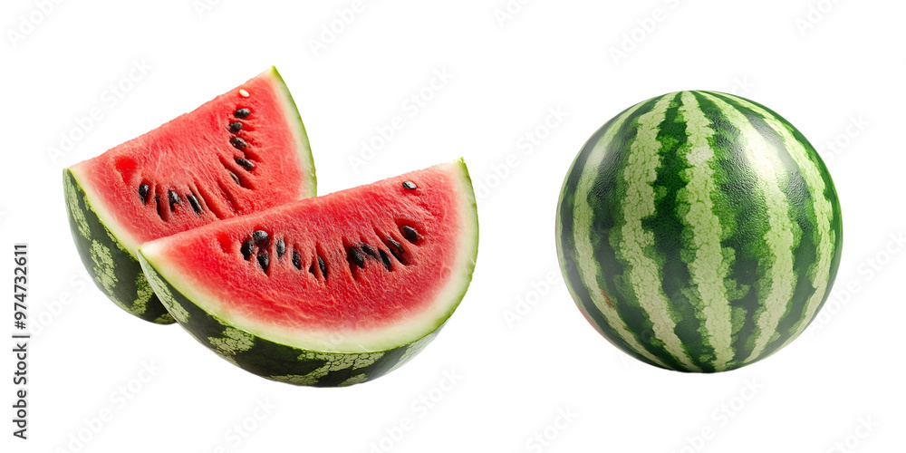 Watermelon isolated on transparent background. Fresh watermelon with clipping path Watermelon isolated on transparent background. Fresh watermelon with clipping path