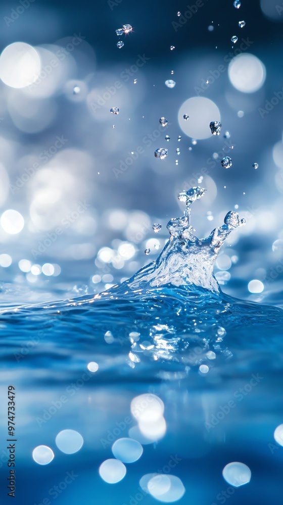 Close-up of water droplets creating ripples in a serene blue surface, capturing the beauty of nature's liquid elegance. Close-up of water droplets creating ripples in a serene blue surface, capturing the beauty of nature's liquid elegance.