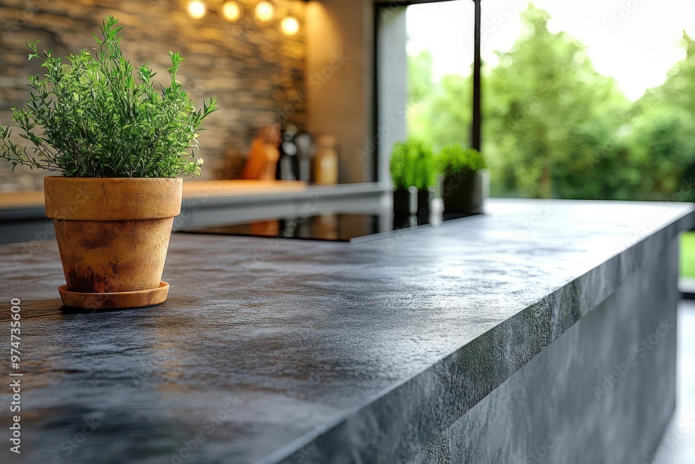 modern kitchen countertop in focus sleek design blurred background of bright airy kitchen space minimalist aesthetic soft natural lighting modern kitchen countertop in focus sleek design blurred background of bright airy kitchen space minimalist aesthetic soft natural lighting