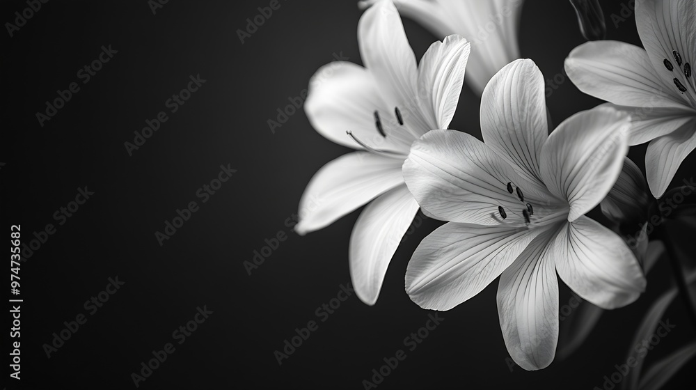 Fototapeta premium Flowers macro monochrome close up retro : Generative AI