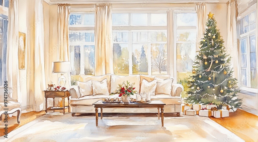 Fototapeta premium Elegant Christmas Home Decorations to Celebrate the Season