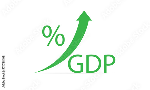 GDP high growth, green arrow up icon. Vector