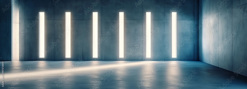 Dark Eerie Room With Vertical Light Stripes