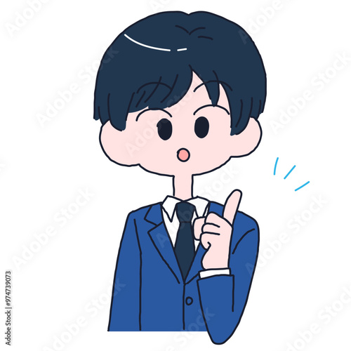 説明をする男性の手描きイラスト