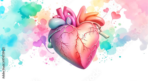 3d Red heart shape with line of cardio gram and stethoscope on pink background, banner and background for heart health, health care, health checkup concept banner