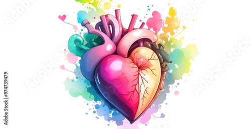 3d Red heart shape with line of cardio gram and stethoscope on pink background, banner and background for heart health, health care, health checkup concept banner