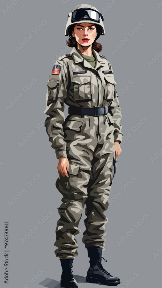 Illustration of woman military Illustration of woman military
