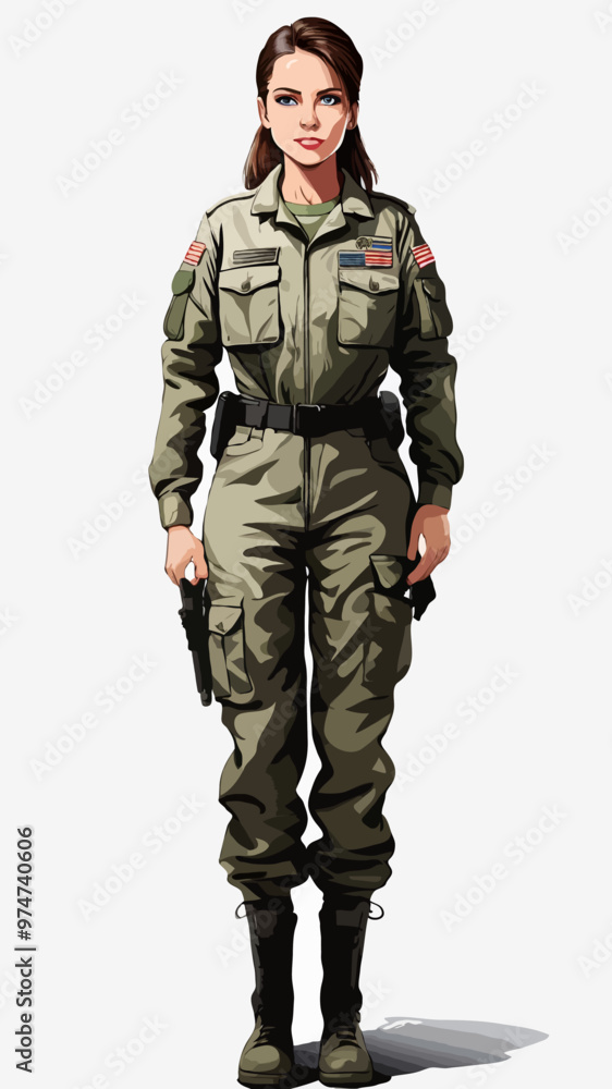 Illustration of woman military Illustration of woman military