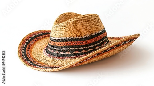 One Mexican sombrero hat isolated on white : Generative AI