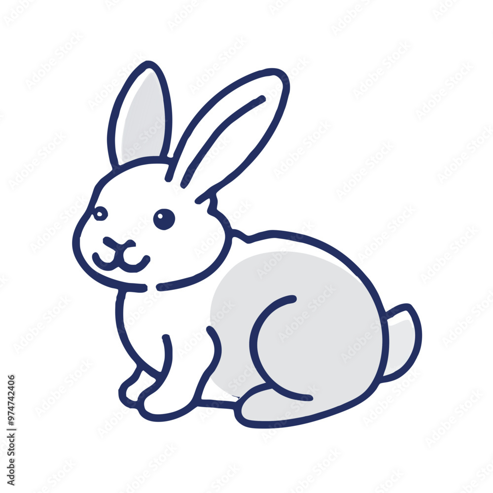 Obraz premium Gray rabbit icon, Vector design for cards, presentations and website
