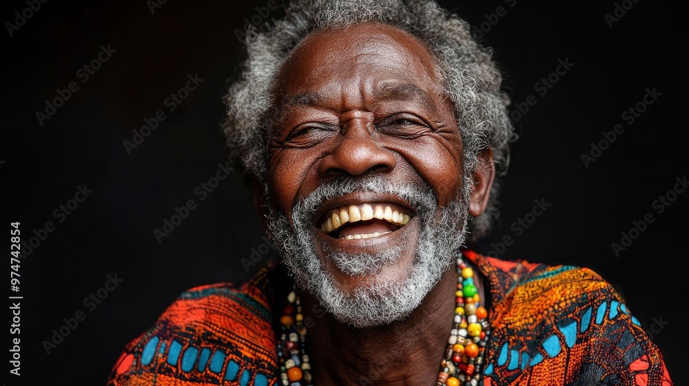 Happy 60 year old Zambian man, on a solid background with good lighting Happy 60 year old Zambian man, on a solid background with good lighting