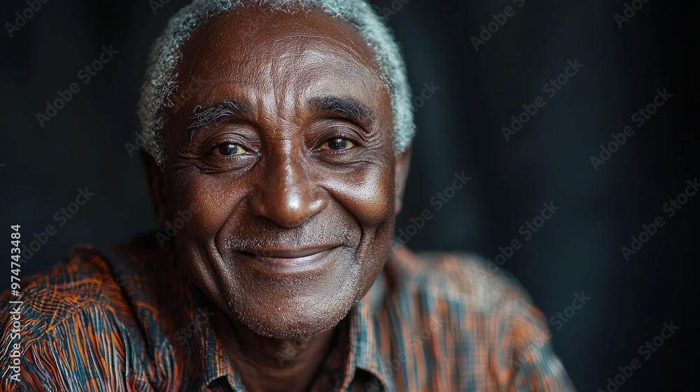 Happy 60 year old Zambian man, on a solid background with good lighting Happy 60 year old Zambian man, on a solid background with good lighting
