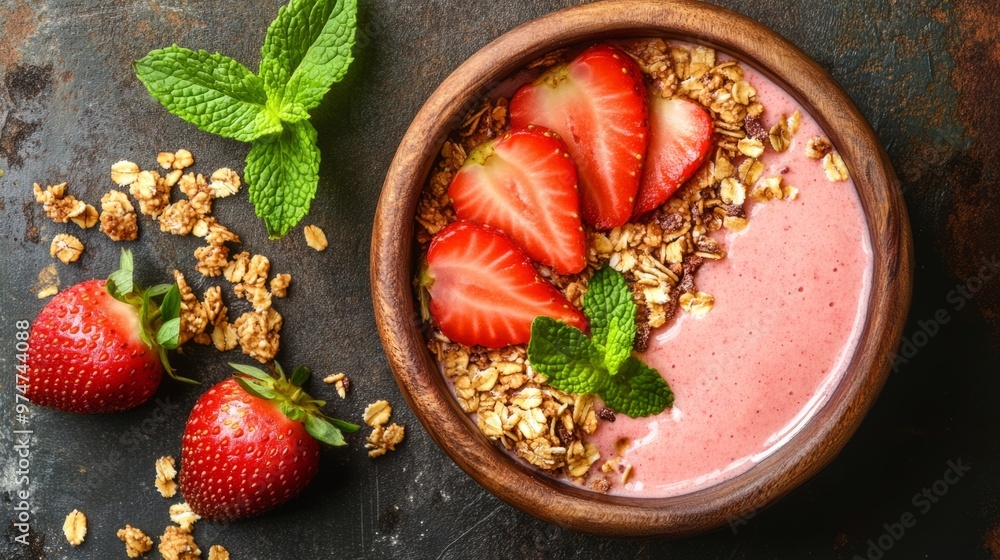 Strawberry Mint Smoothie Bowl with Granola: A Healthy Breakfast Treat Strawberry Mint Smoothie Bowl with Granola: A Healthy Breakfast Treat